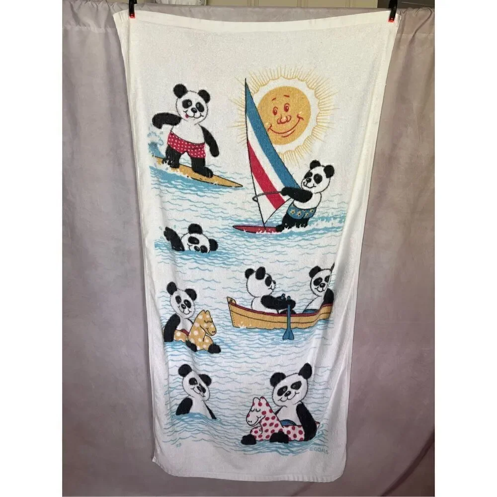 Vintage Beach Towel Pandas